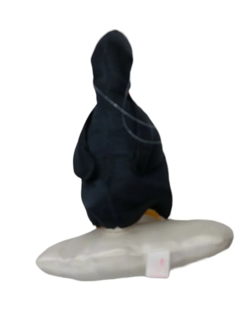 Russ Berrie Plush Penguin Stuffed ornament nylon black white yellow 7